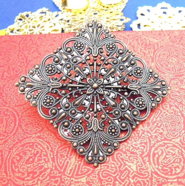 61x61mm винтажный старинный медный филигранная Цветочная рамка лоток шпильки