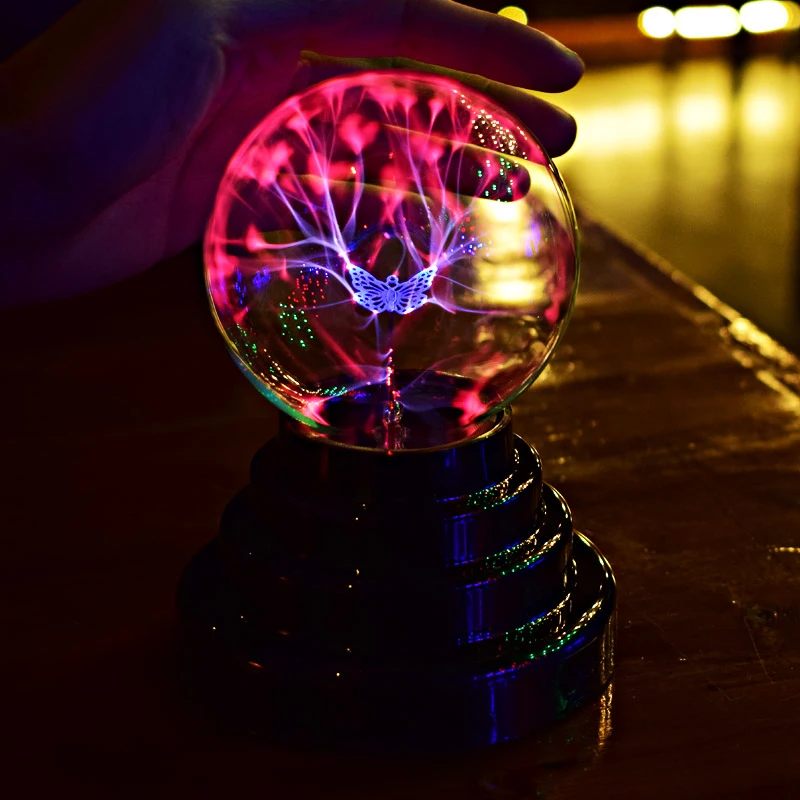 Plasma Ball Christmas Party Night Light Lava Lamp USB Supply Kids Gift Magic Lightning Bolt LED Retro Room Decoration | Лампы и