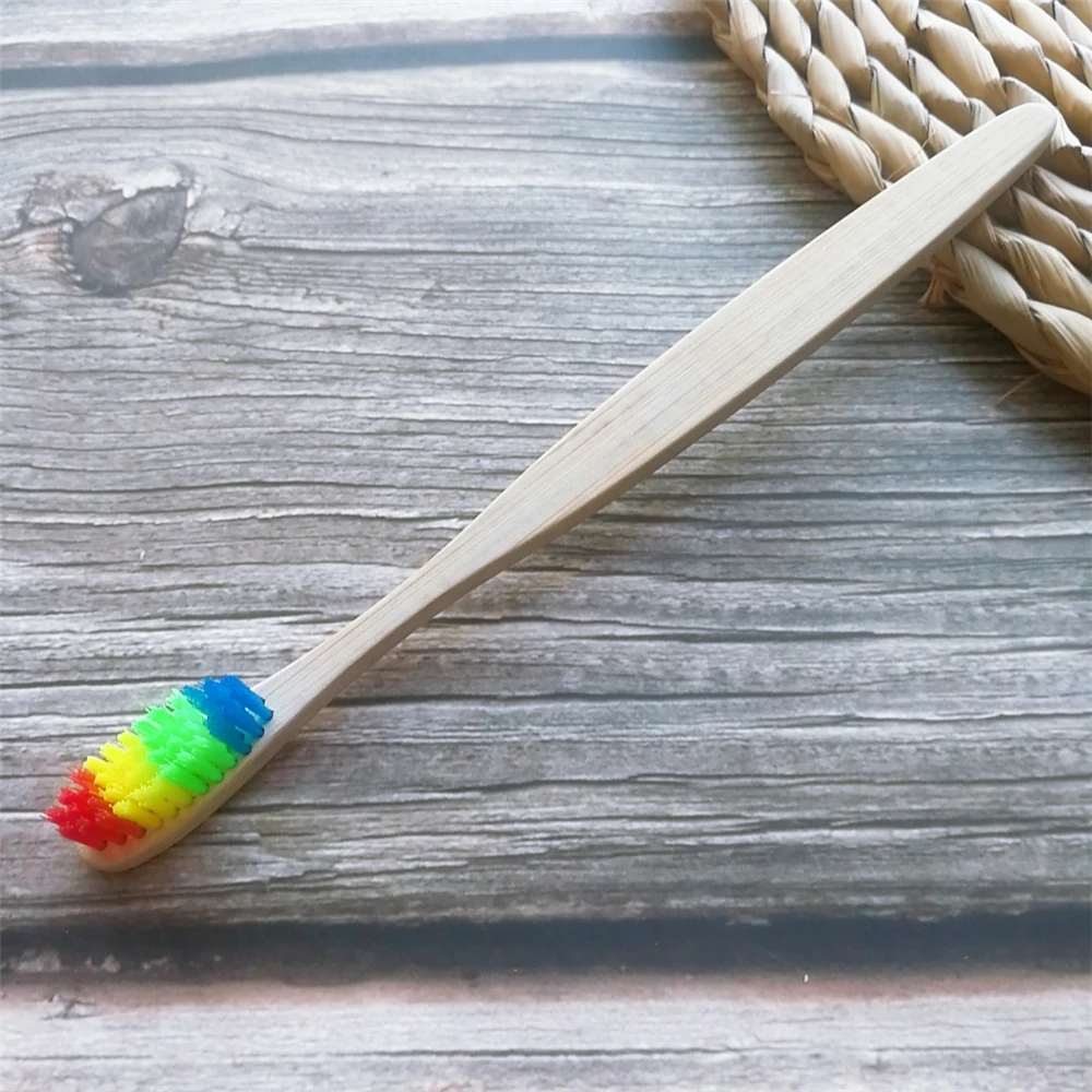 Rainbow 1Pcs 5/2/1 шт. чистый натуральный бамбук Зубная щётка Портативный мягкие волосы зубная щетка Эко-дружественных кисти Зубная щетка Зубная инструменты для ухода за глазами - Цвет: Rainbow 1Pcs