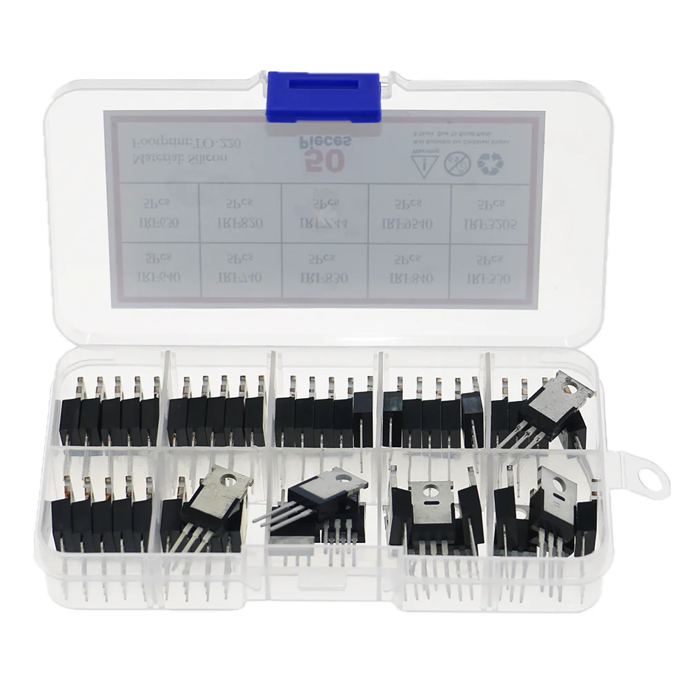 50 шт./кор. 10 значений Mosfet транзисторы комплект IRF3205 IRF640 IRF740 IRF830 IRF840 IRF530 IRF630 IRF820 IRFZ44