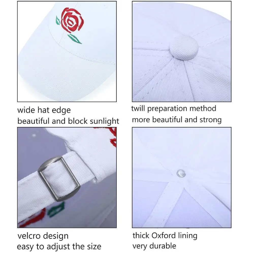 Бейсболки WELROG с цветочной вышивкой однотонные кепки красной розой Утконос шапки