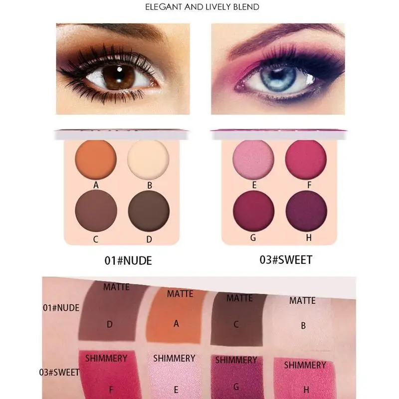New 4 Color Wine Red Eyeshadow Palette Pressed Shimmer Matte Eye Shadow MakeUp Long-Lasting For Beauty |