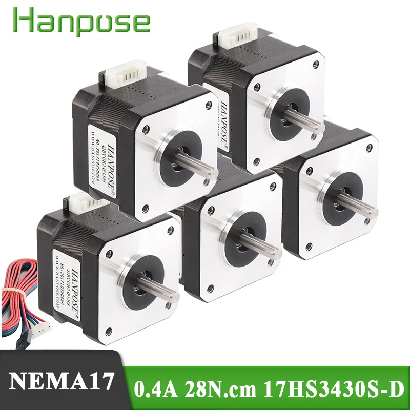 

Шаговый электродвигатель Nema17 42 42bygh 17HS3430S 0.6A 28n. Cm 34mm 4-lead + DuPont line для ЧПУ 3D-принтера CNC, бесплатная доставка, 5 шт.