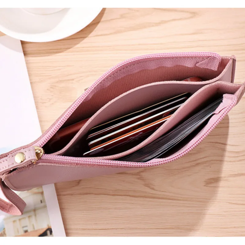 Кошелек женский удлиненный на молнии модный однотонный дизайнерский клатч из