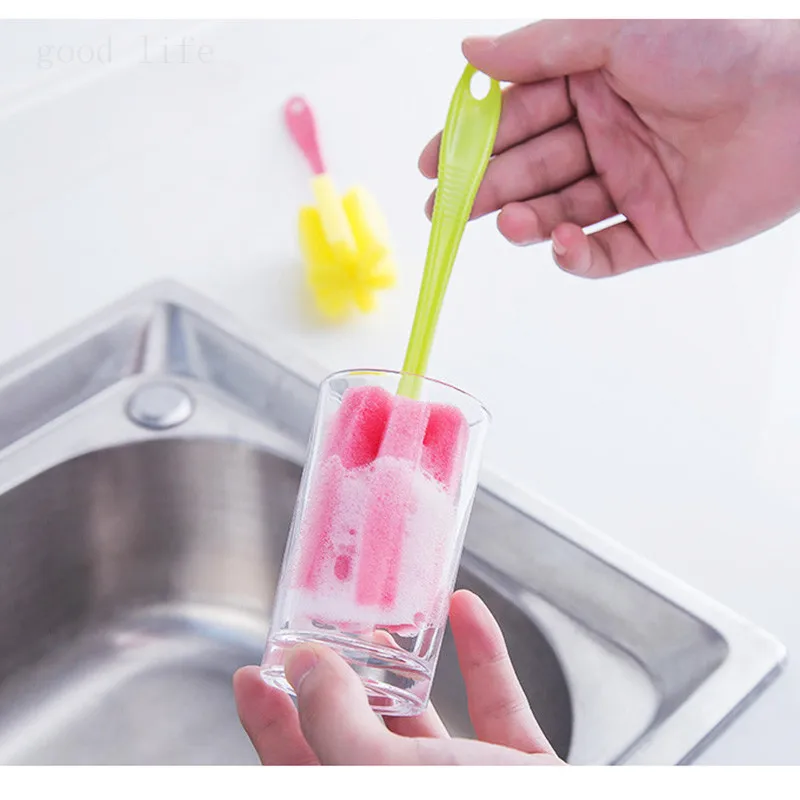 Чистящие щетки губчатая щетка для бокалов бутылка кофейного чая стеклянная