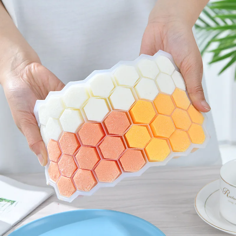 

Honeycomb Ice Cubes Trays with Removable Lids Silica Gel Ice Cubes Mold BPA Free Silicone Mold Forms Food Grade Mold for Whiskey