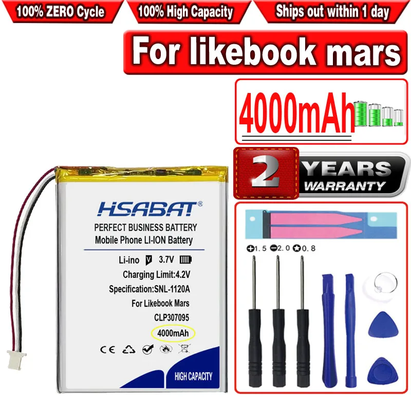 Аккумулятор HSABAT 4000 мАч для Likebook Mars 7,8 дюйма, устройство для чтения электронных книг, запасной аккумулятор 3-проводная вилка