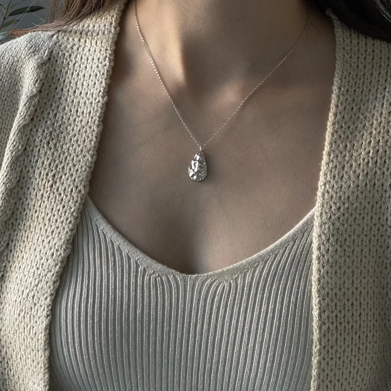 Leouerry 925 пробы серебристый неправильной формы в виде капли воды ожерелья для