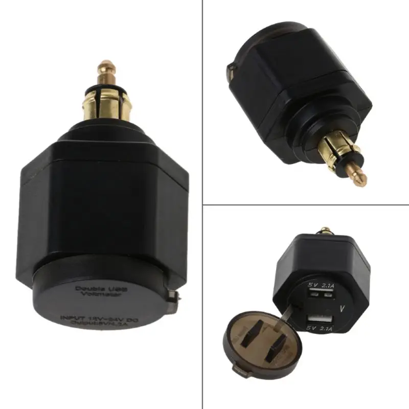 Универсальное зарядное устройство Hella DIN 12 В для мотоцикла 2.1A с двойным USB