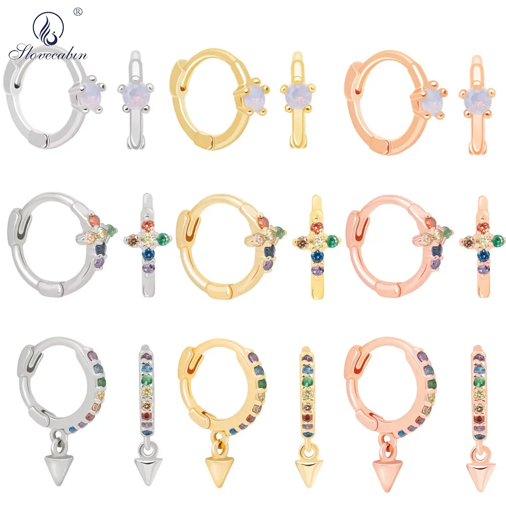 Женские серьги Обручи из стерлингового серебра 925 пробы обручи с разноцветными