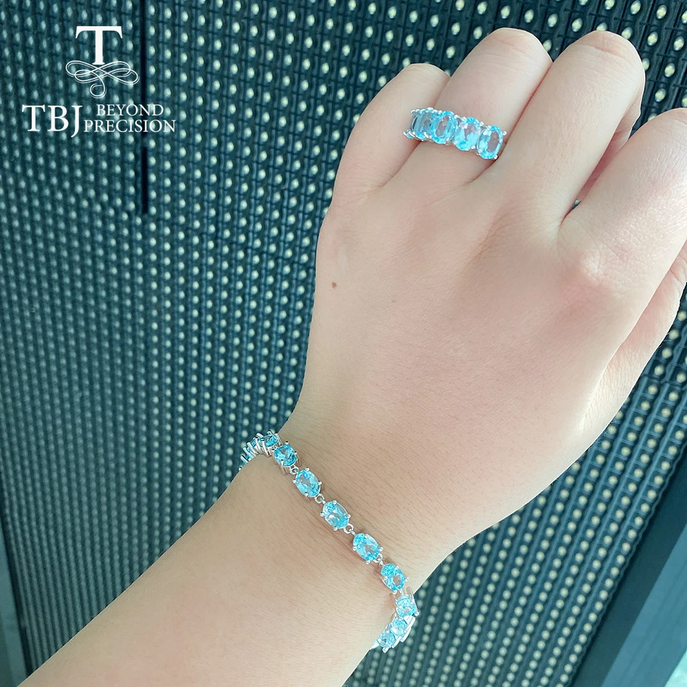 Женский браслет с натуральным голубым топазом TBJ Ювелирное Украшение