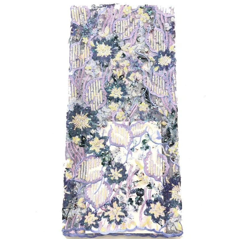 

Nigerian Lace Fabric Floral Embroidery Fabric Beading African Lace Fabric High Quality French Net Lace Fabric 5 Yards