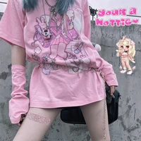 sweet girl cute cartoon japanese street student harajuku pink fun kawaii casual top ulzzang retro loose summer womens t shirt