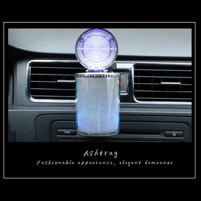 

P82B Car Ashtray With LED Light Cigarette Ashtray Container Smoke Cup Holder Storage Cup Car Accessories