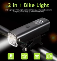 smart induction bike front light 2000mah usb chargeable bike flashlight with horn 3 modes warning headlight bike accessories