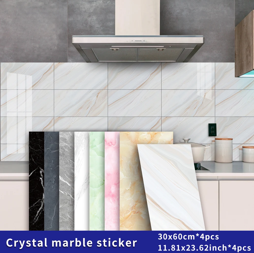 

Marble Tile Stickers for Kitchen Bathroom Backsplash PVC Waterproof Oil Proof DIY Self Adhesive New Wall Stickers Home Decor