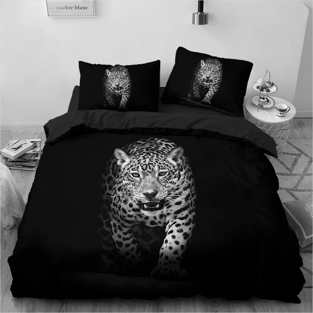 

3D Custom Design Animal Leopard Duvet Cover Sets Comforther Covers Pillow Case Twin Surper King 180*200cm Size Camel Beddings