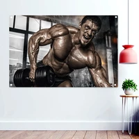 men bodybuilding muscle workout hands dumbbells wallpaper banner flag gym wall background hanging painting sport fitness poster