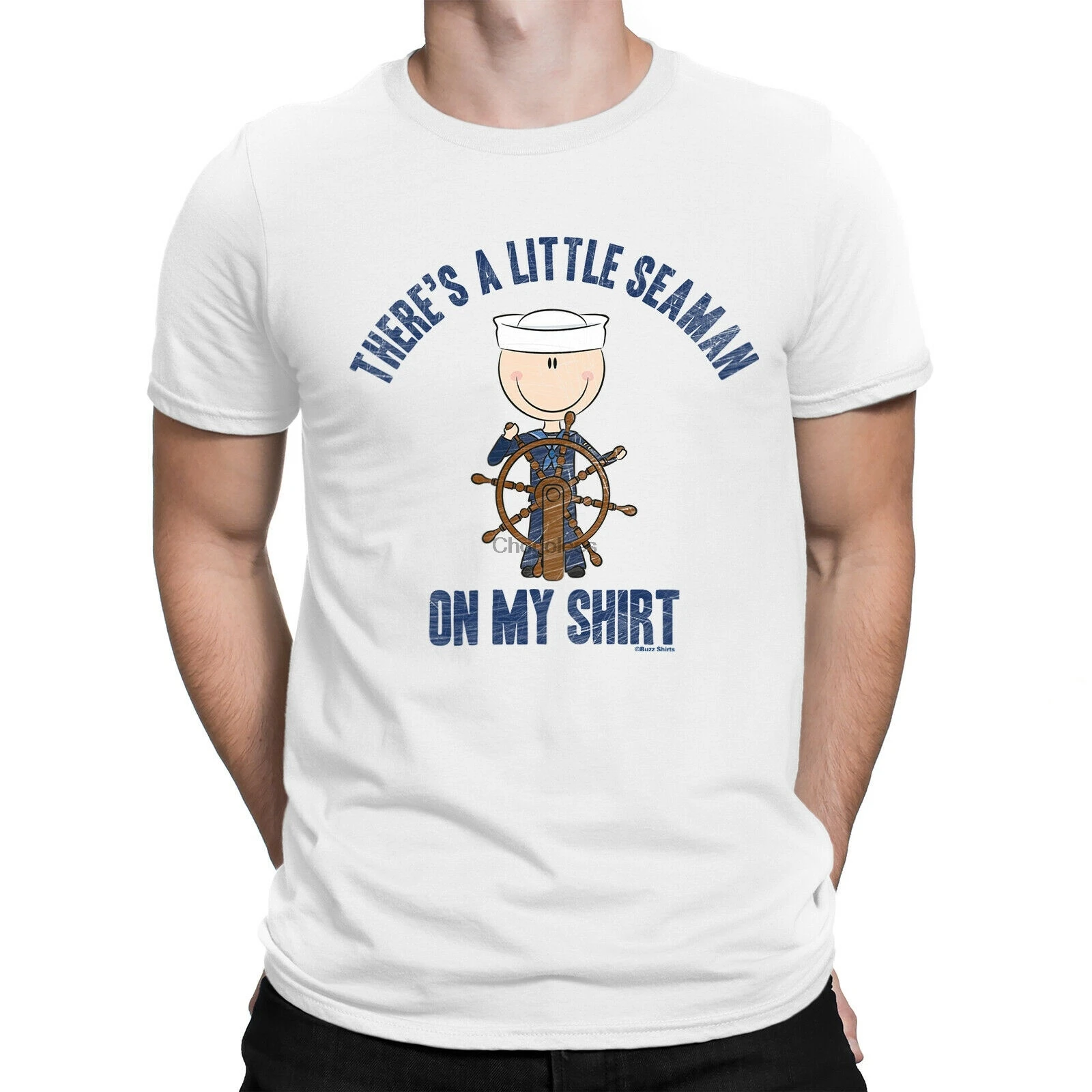 THERES A LITTLE SEAMAN на моей рубашке Мужская забавная футболка со слоганом грубая