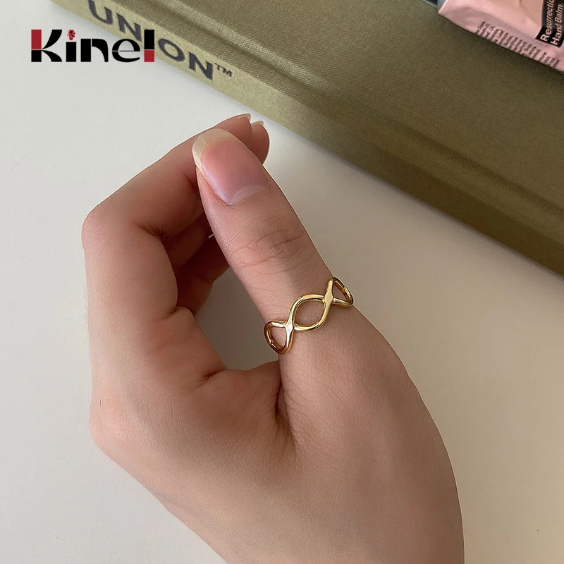

Kinel 925 Sterling Silver 18K Gold Rings Vintage Cutout Open Rings for Women Silver 925 Jewelry Gift 2020 New