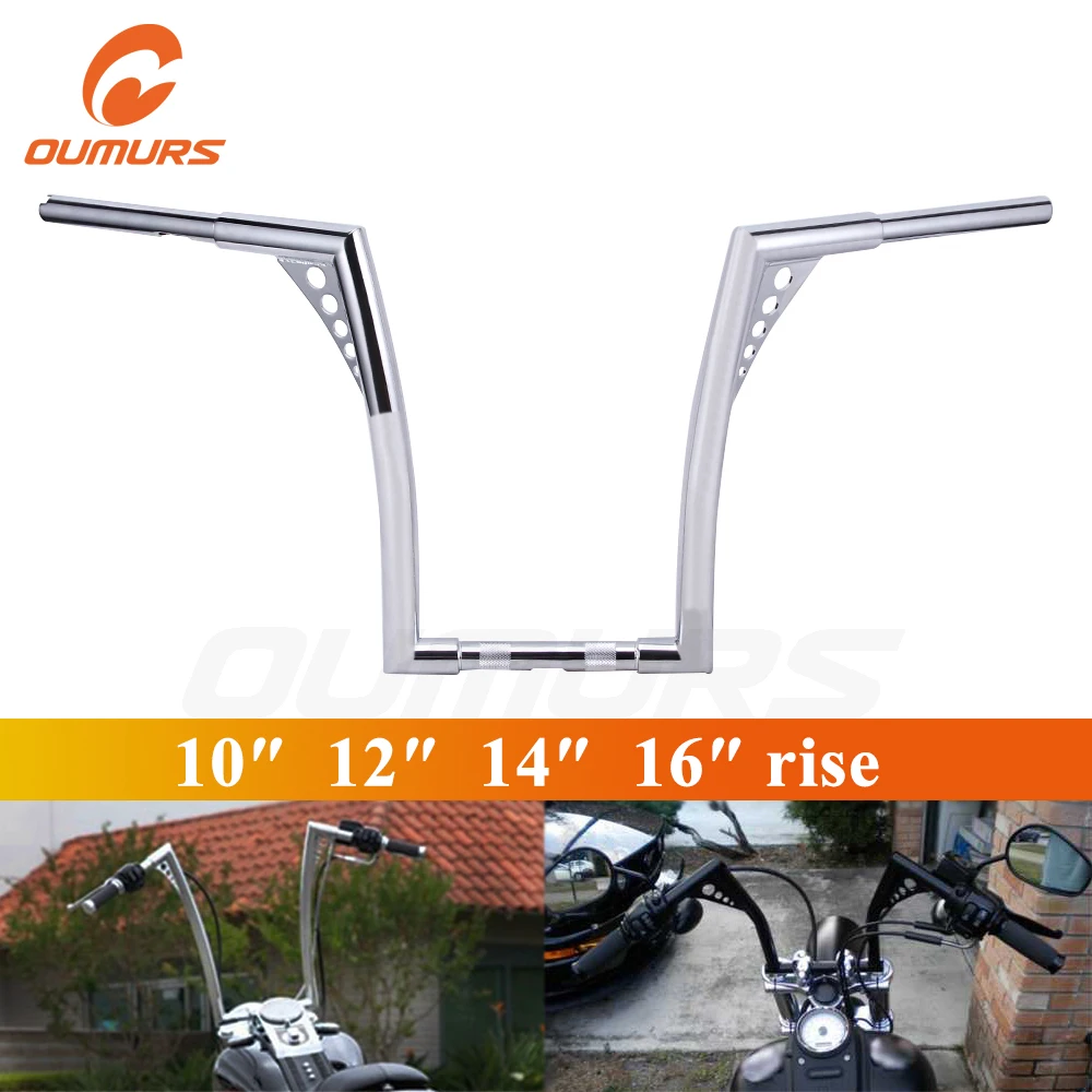 Ouwalls мотоциклетные вешалки на руль 10 '཈'' 14 'ཌ дюймов Rise подходит для Harley