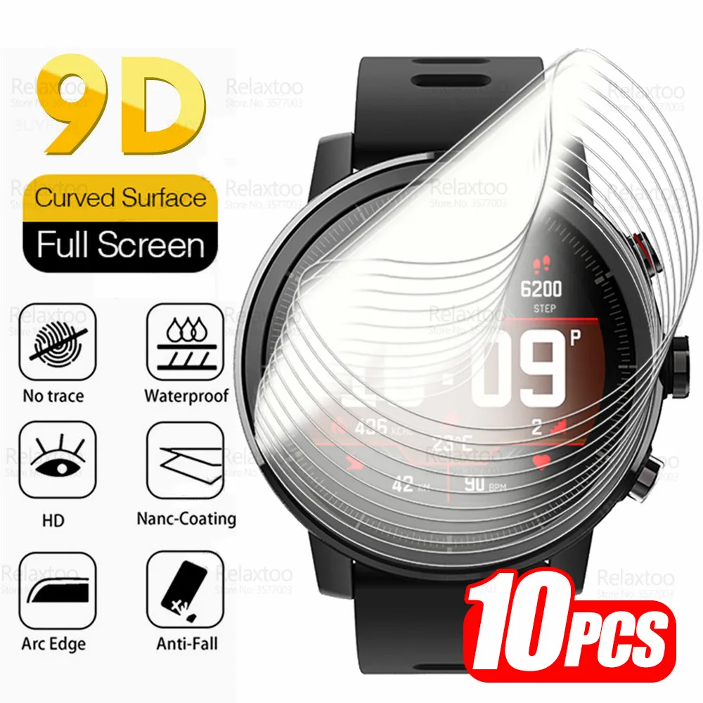 

10PCS 9D Full Curved Hydrogel Film For Huami Amazfit Stratos Screen Protector SmartWatch Stratos Soft Protective Films Not Glass