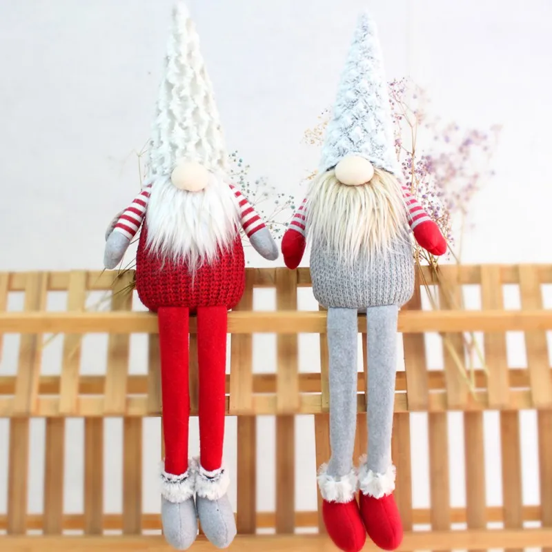 

Christmas Swedish Santa Long leg Plush Doll Cute Ornaments Handmade Elf Toys Xmas Home Party Decor Gift