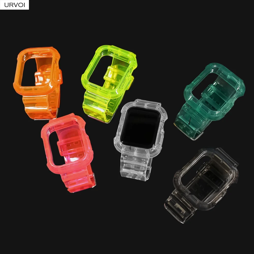 Прозрачный ремешок URVOI из ТПУ для Apple Watch Series 6 5 4 чехол iWatch прозрачная защита