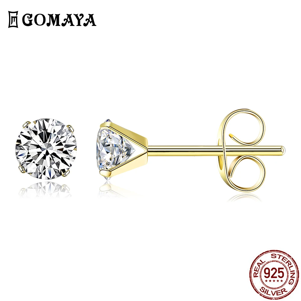 

GOMAYA 4MM Round Shaped Stud Earrings For Women Cubic Zirconia Small Earring Valentines Day Gifts Fashion Jewelry Best Selling