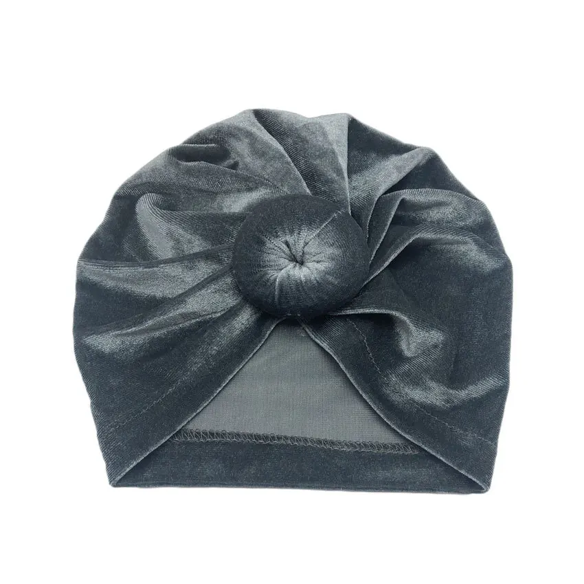 1pcs Solid Color Velvet Baby Hat Indian hat cotton cap baby girls kids turban headband Accessories For Children | Детская одежда и