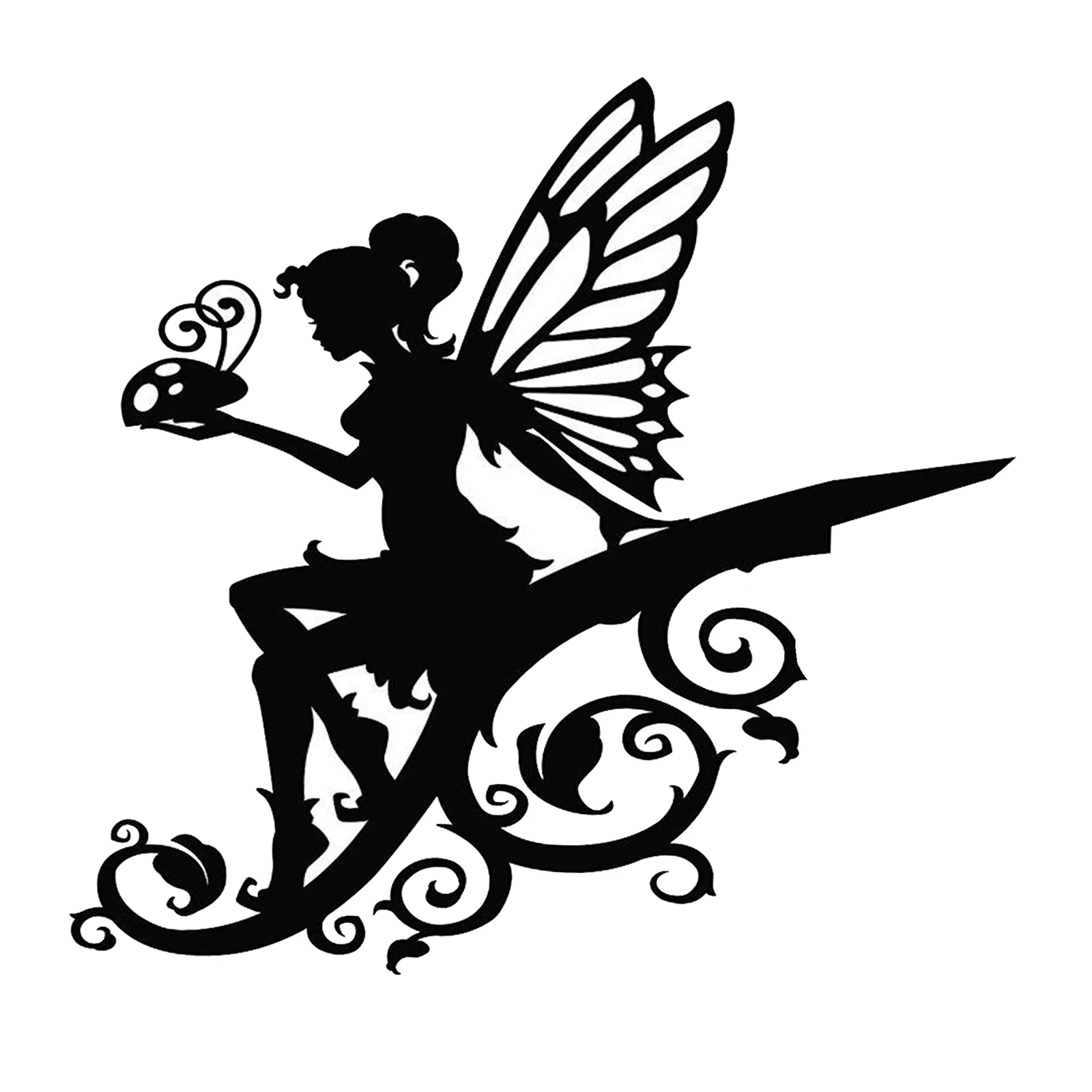 

Rust Metal Fairy Silhouette for Home Decor Lawn Backyard Tree Wall, Easy to Install