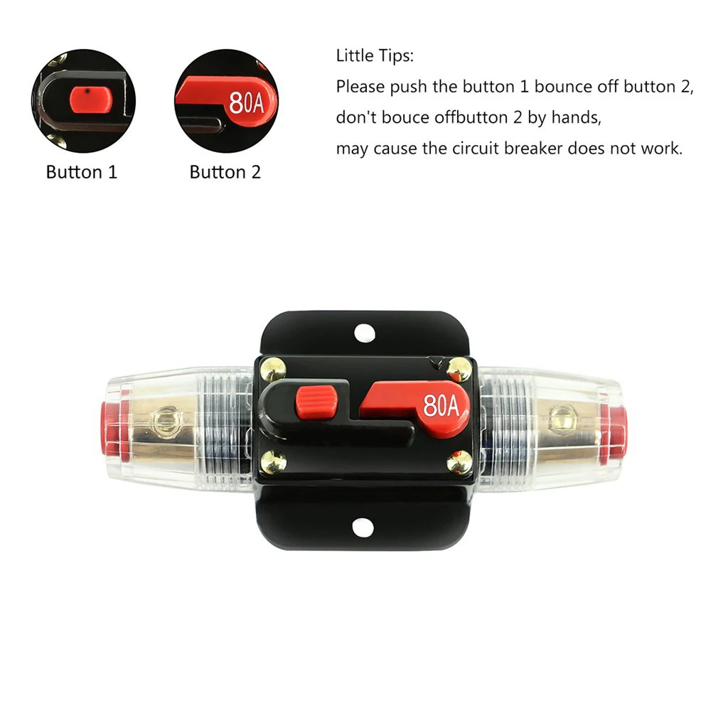 

MAYITR 80A 12V Car Truck Audio modification Stereo Amplifier Circuit Breaker Automatic Reset Fuse Holder Switch