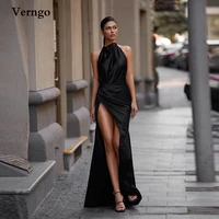 verngo sexy backless satin long prom dresses mermaid halter high slit modern evening gowns women simple special occasion dress