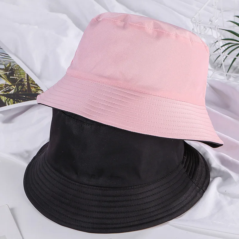 

New Double-faced Unisex Bucket Hat Candy Color Sunscreen Women Hat Outdoor Travel Cycling Caps Fishermen Hats Hip Hop Panama Cap