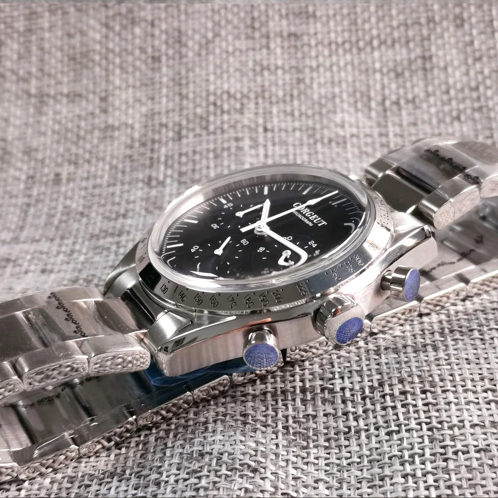 Мужские кварцевые часы с хронографом 40 мм черный/белый/синий/зеленый циферблат