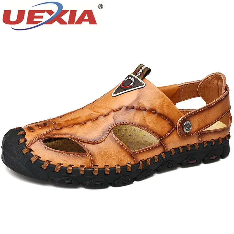 UEXIA нескользящие повседневные мужские мягкие сандалии удобные летние кожаные