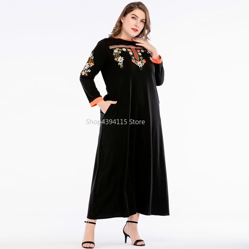 2019 мусульманских Абаи Для женщин с длинными рукавами в этническом стиле осеннее