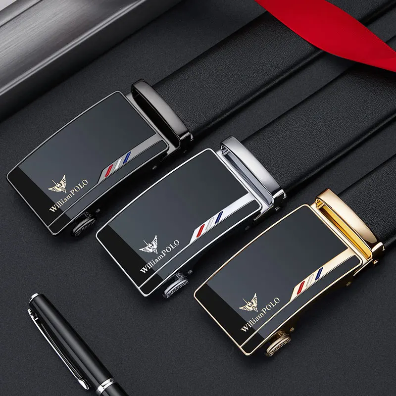 

Fashion auto buckle leather belt men business high grade belt business travel personalized belt