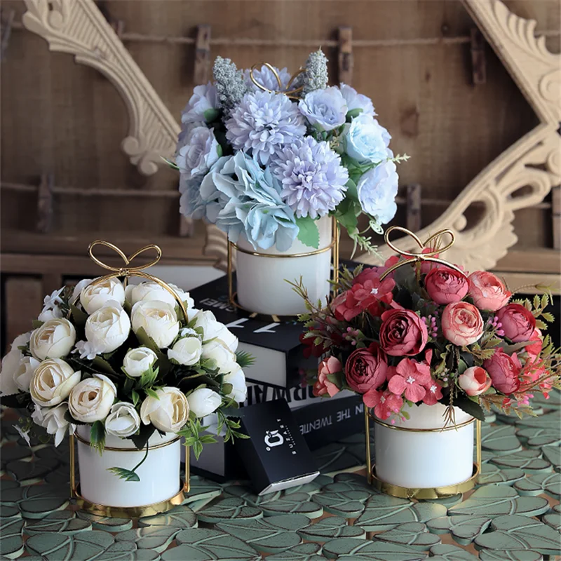 Высокое качество небольшой свежий дом гостиная поддельные цветы имитация букет