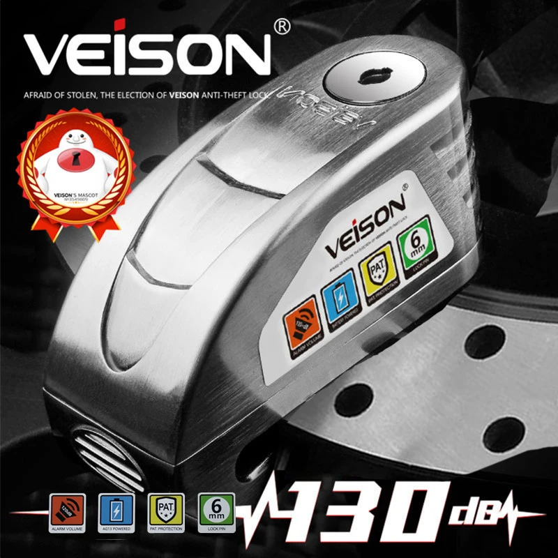 

VEISON Motorcycle Lock Waterproof Motorcycle Alarm Moto Alarma MotoSteel Disc Lock Security Anti Theft Helmet Lock Motorcycle