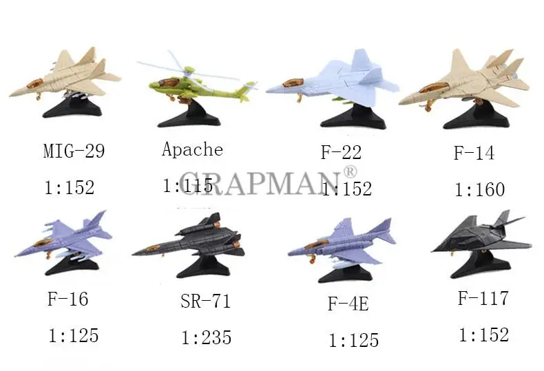 4D Собранный мини-истребитель F22 SU33 MIG29 Апач Скорпион военная модель наборы