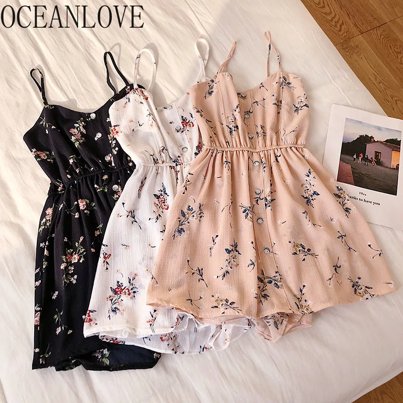 Женское боди с цветочным принтом OCEANLOVE пляжный стиль шифон корейский 2020 милые