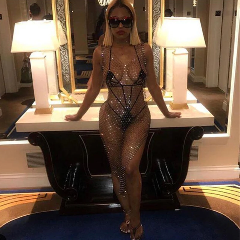 Сексуальное открытое мини платье для женщин прозрачное Сетчатое без рукавов