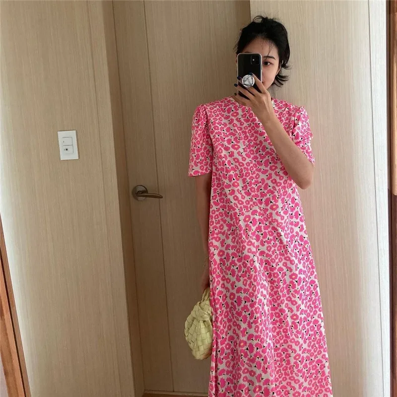 

2021 new sweet retro floral dress age reduction women