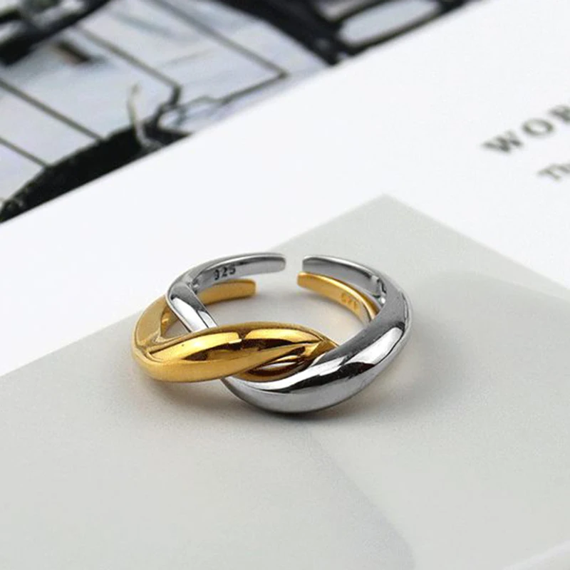 

YAOLOGE 925 Sterling Silver 2021 New French Twist Ring Creative Geometric Simple Fashion High Quality Jewelry Gift
