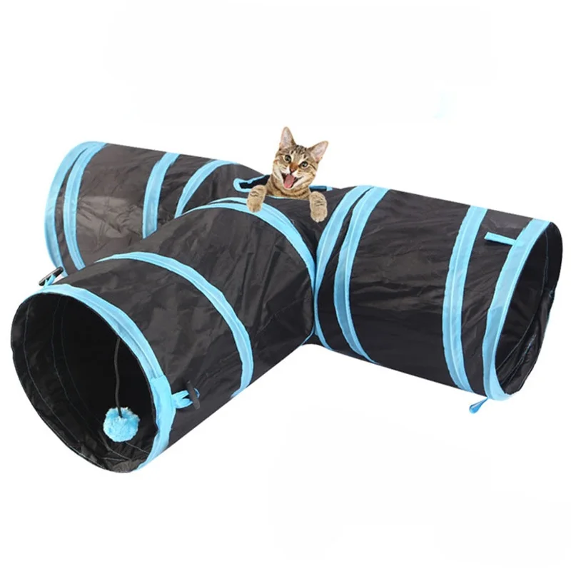 

3 Holes Funny Pet Cat Tunnel Kitten Toys Puppy Ferrets Rabbit Dog Play Tubes Balls Foldable Storage Kat Levert