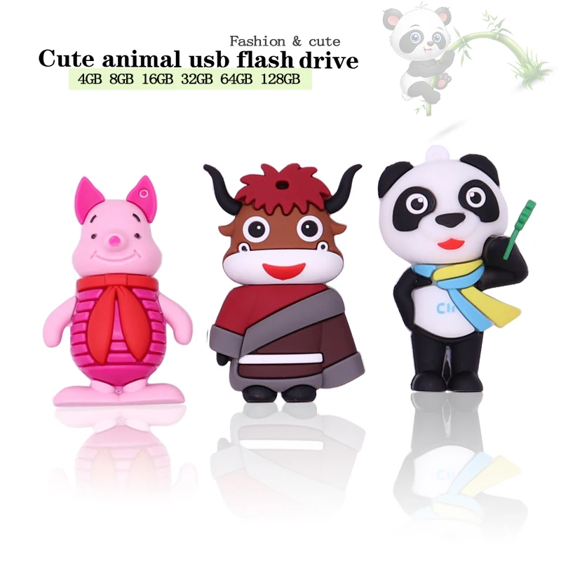 USB флешка 128 ГБ usb флеш накопитель 4 8 16 32 мультяшная панда/свинья креативный