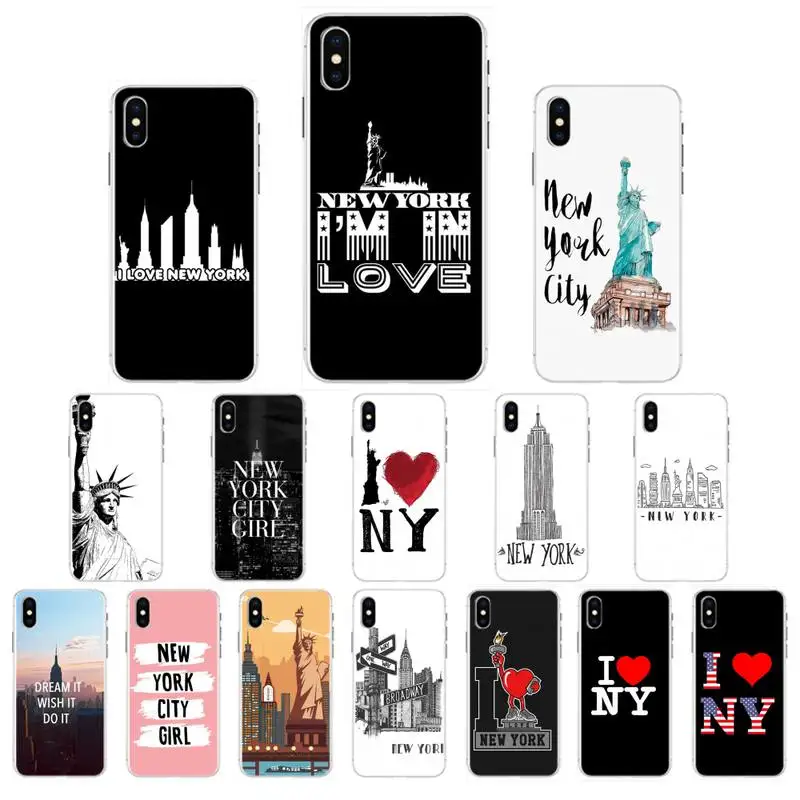 

FHNBLJ cartoon New York city Phone Case for iphone 11 12 Mini Pro Max X XS MAX 6 6s 7 8 Plus 5 5S 5SE XR SE2020