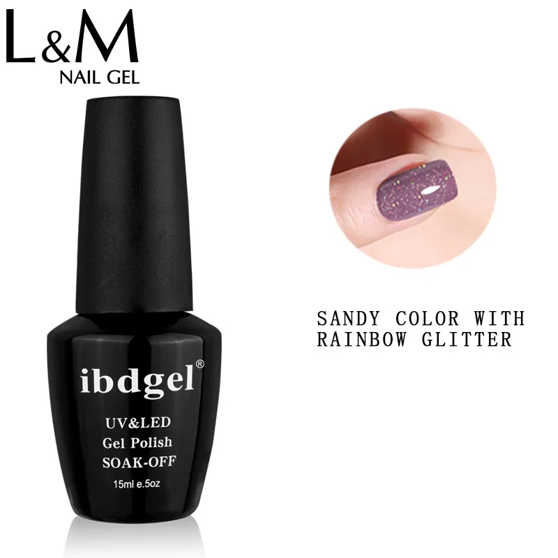 

24 pcs/lot Elegant Sandy glitter color series effect ibdgel brand soak off via UV LED nail gel polish Easy to operate