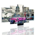 Современный Фиолетовый Автомобиль 5 панелей HD Холст Картина плакаты настенный художественный принт картина для гостиной Интерьер Декор для дома рамка
